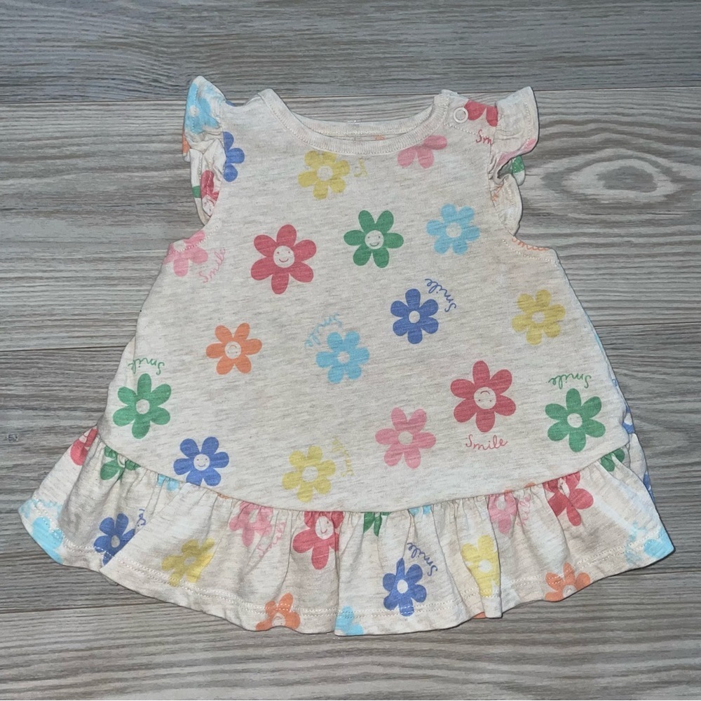 ⭐Garanimals Baby Girls Dress 0–3M Smiley Face Flowers⭐ - Picture 1 of 3